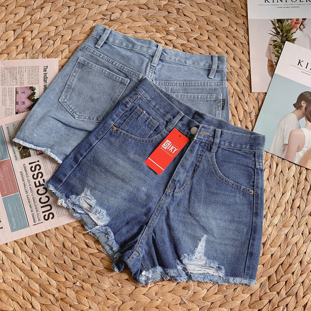 Quần short jean rách cạp cao - SJ09