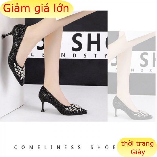 Giày Cao Gót 6.5cm Mũi Nhọn Kiểu Hàn Quốc Xinh Xắn Cho Nữ