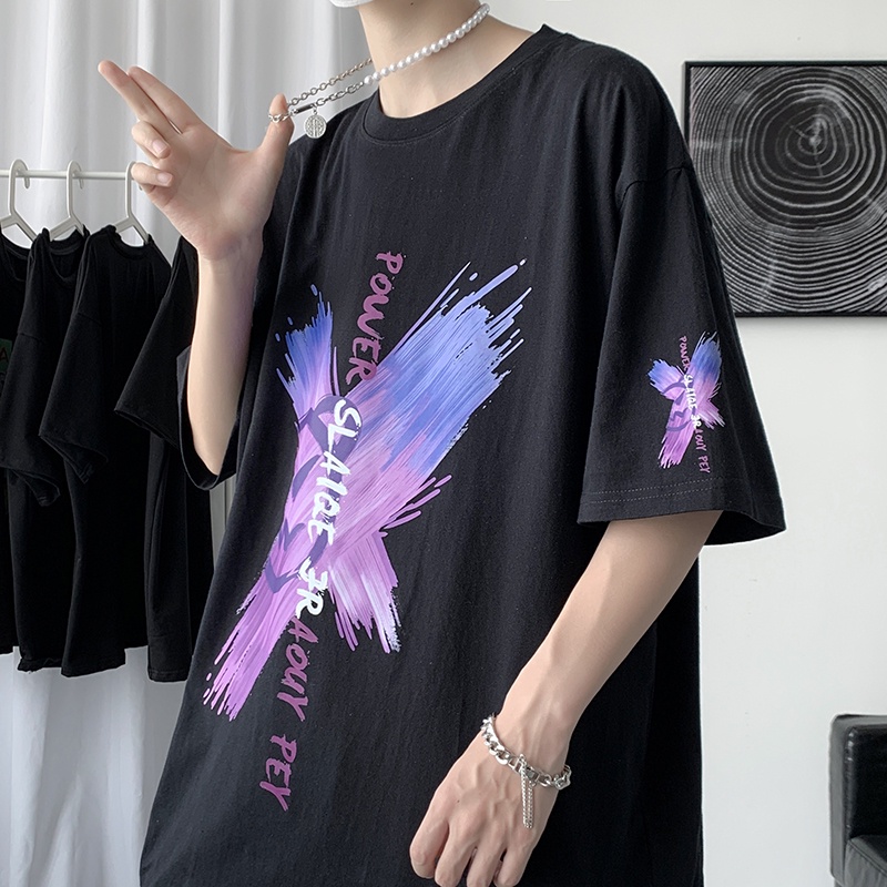 Áo thun mùa hè tay ngắn dáng rộng phong cách Hip hop có size S-8XL