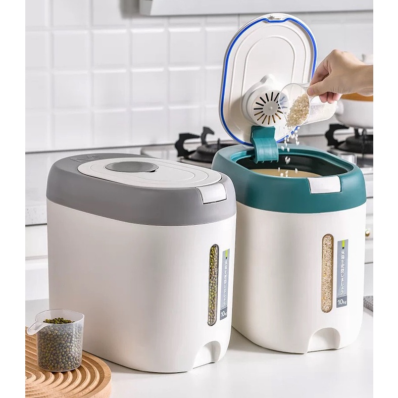 Thùng Đựng Gạo 10kg Cao Cấp, Chống Ẩm, Chống Mối Mọt, Tặng Kèm Cốc Đong Gạo, Bảo Hành 12 Tháng, ECOCO