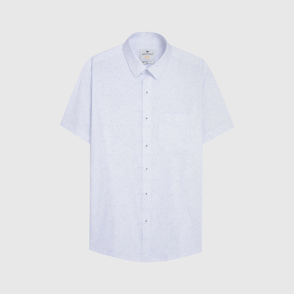 [MẪU MỚI] Áo sơ mi nam ngắn tay ARISTINO họa tiết trắng in chấm xanh lịch lãm, nhã nhặn- ASS066S2