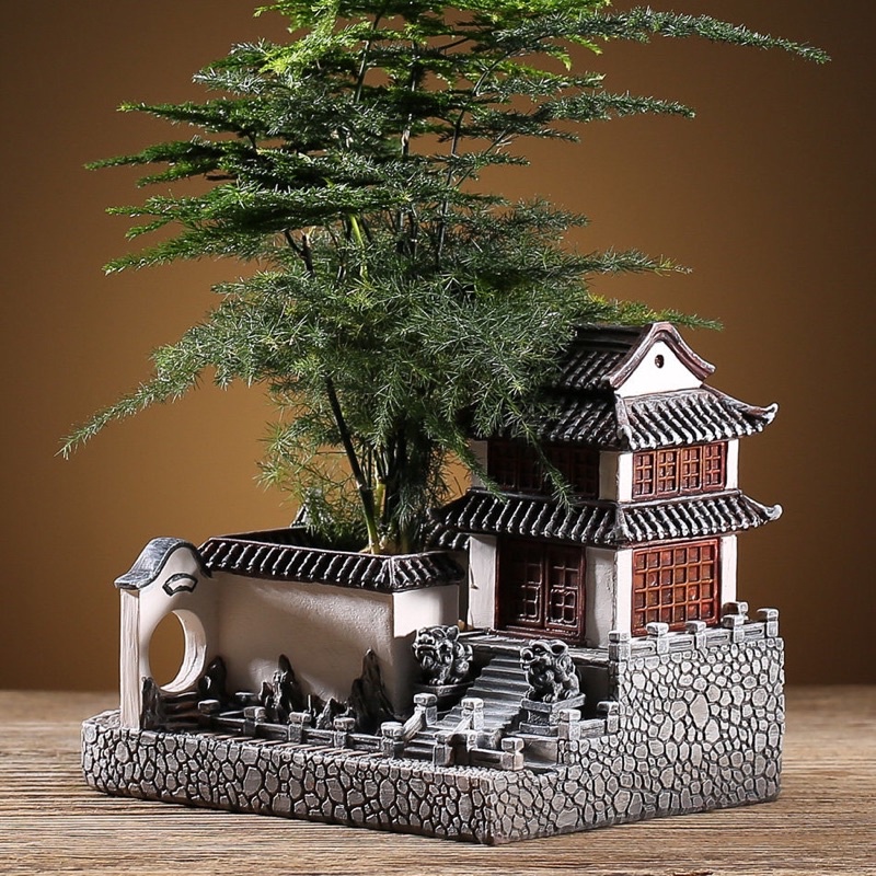 Chậu Nhà Cổ trồng cây cảnh, tiểu cảnh BonSai mẫu 17