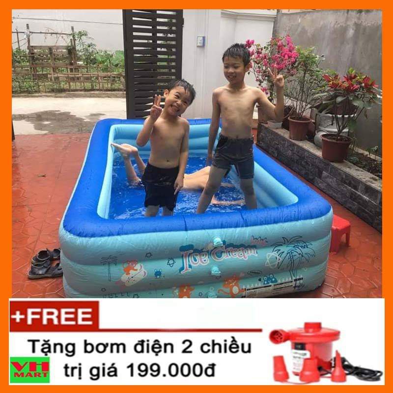 Bể bơi Yoyo 255*165*60CM 3 tầng tặng bơm điện 2 chiều