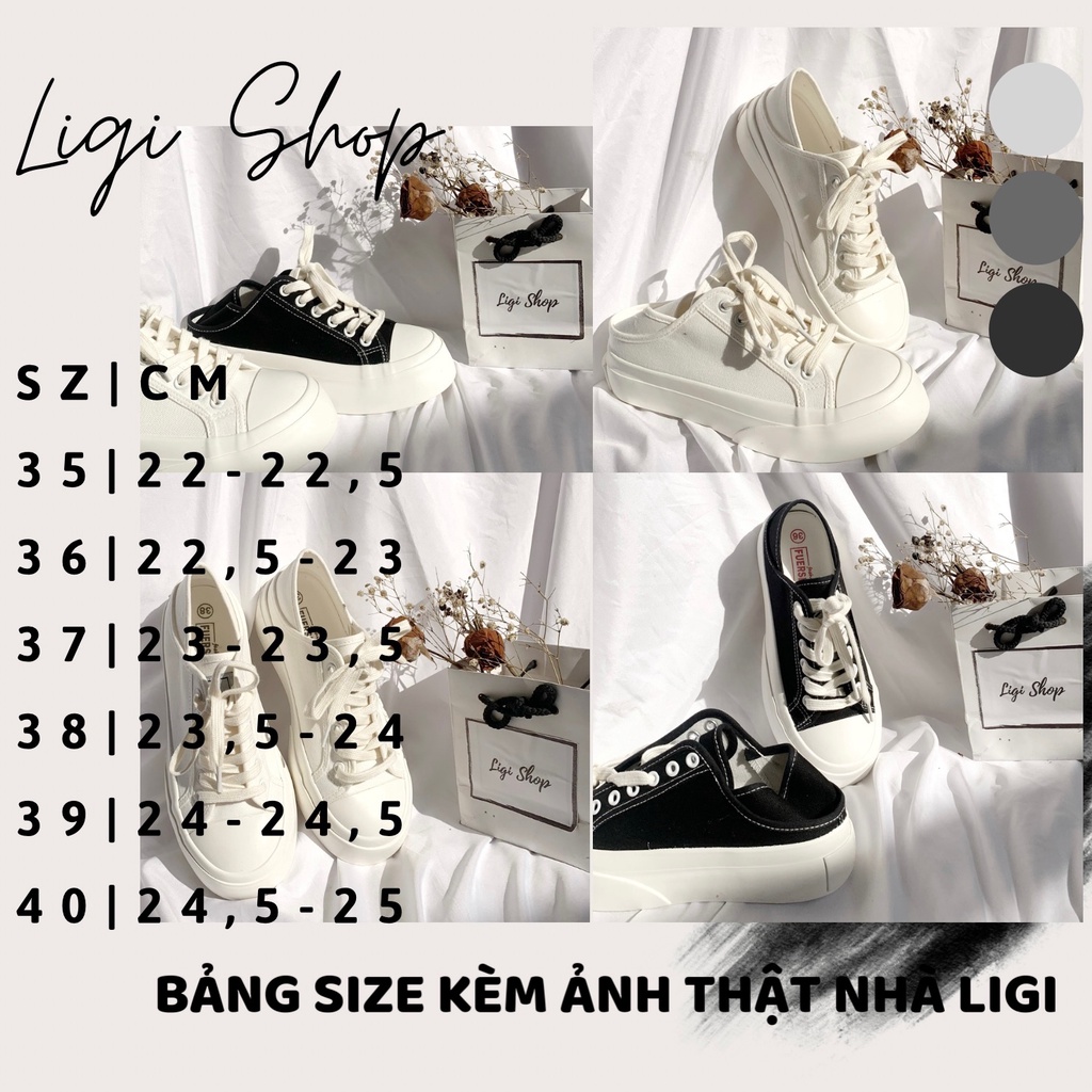 Giày thể thao giẫm gót đế bánh mì, giày sneaker dáng basic đi hai kiểu