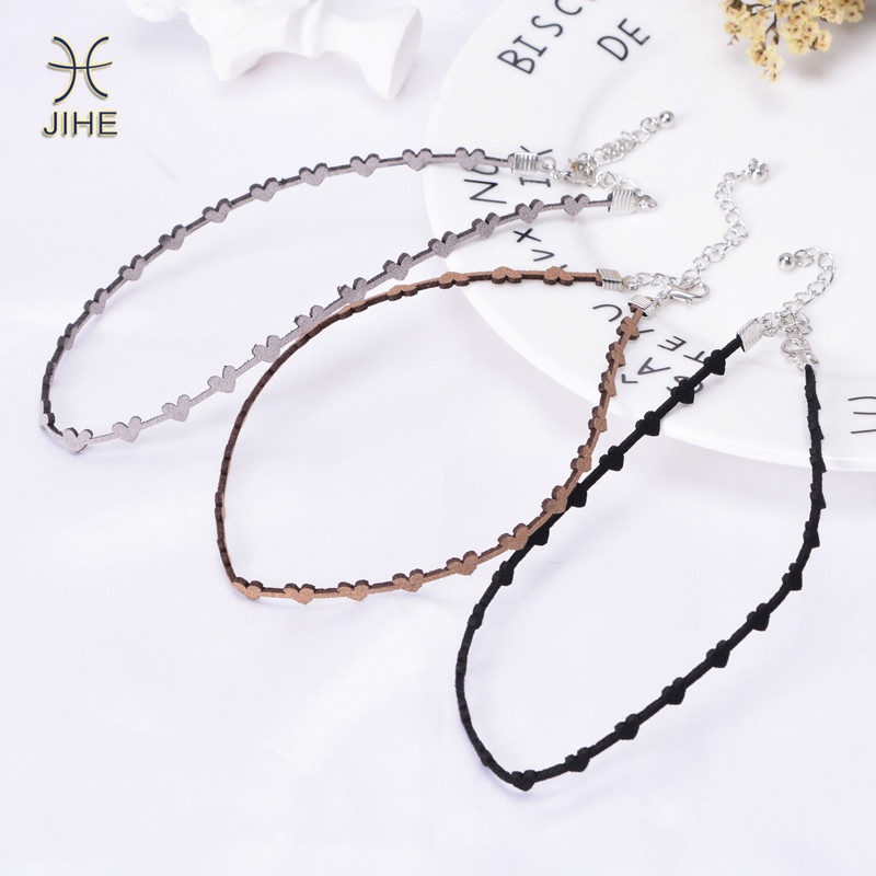 【JIHE】Choker dây chuyền mặt trái tim ba chiều phong cách Nhật Hàn thời trang