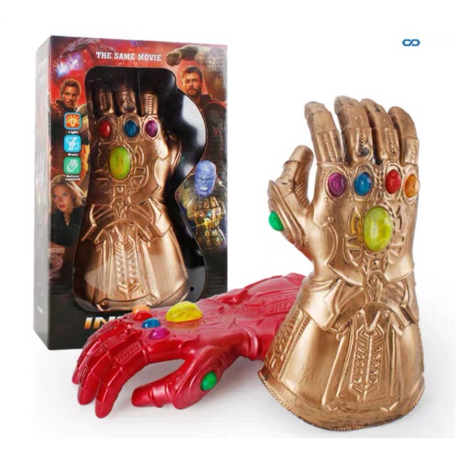 Găng Tay Thanos &amp; Iron Man Infinity War Endgame Nhựa Dẻo Có Đèn Thích hợp tay trẻ em