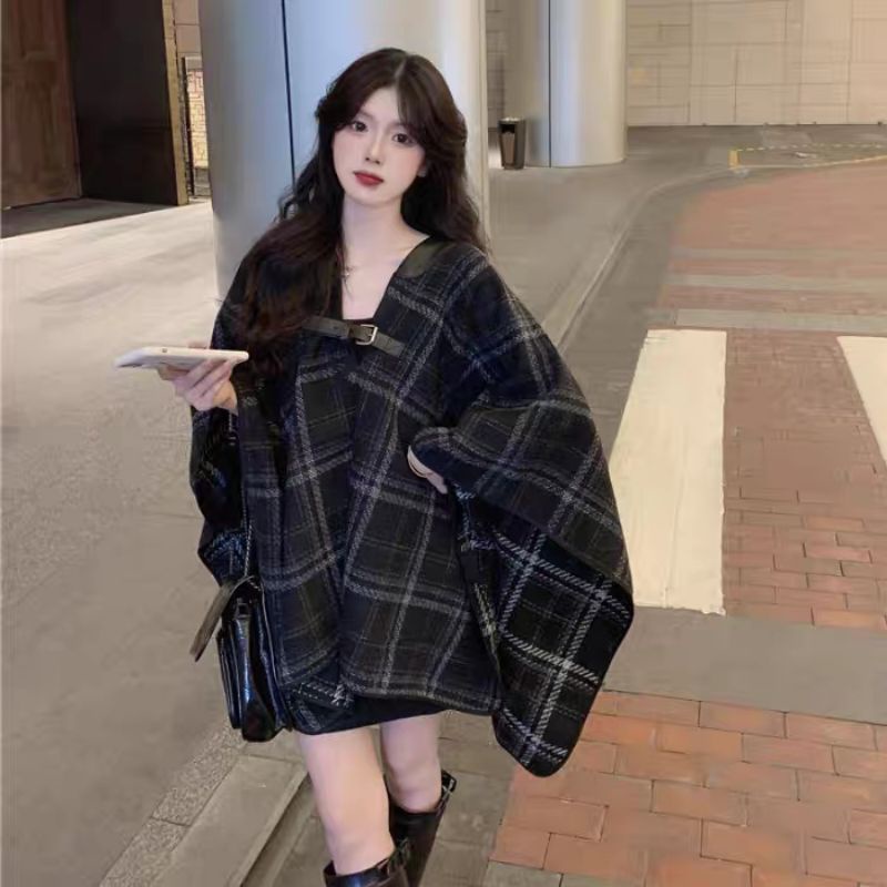 Áo dạ choàng áo khoác choàng ngoài phong cách commuter