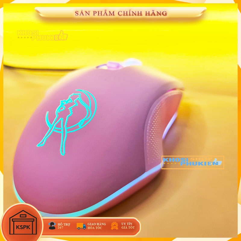 Chuột máy tính màu hồng có dây dùng cho PC – Laptop hình sailor moon (thủy thủ mặt trăng ) Siêu curte đáng yêu
