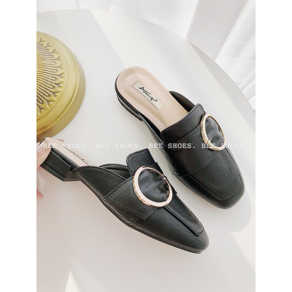 BEESHOES - GIÀY SỤC MŨI TRÒN CAO 2 PHÂN - GIÀY SỤC 2 PHÂN CHẤT DA MÈM ĐI SIÊU EM  SẴN MÀU ĐEN - KEM | BigBuy360 - bigbuy360.vn
