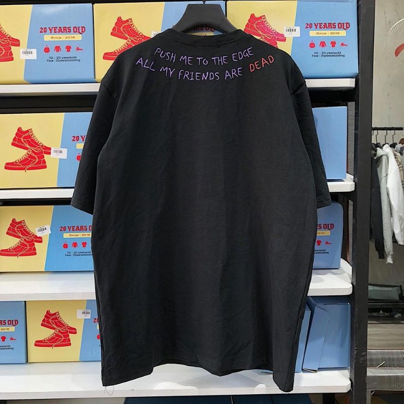 [Hình thật] áo thun tay lỡ tóc xoăn tím Unisex