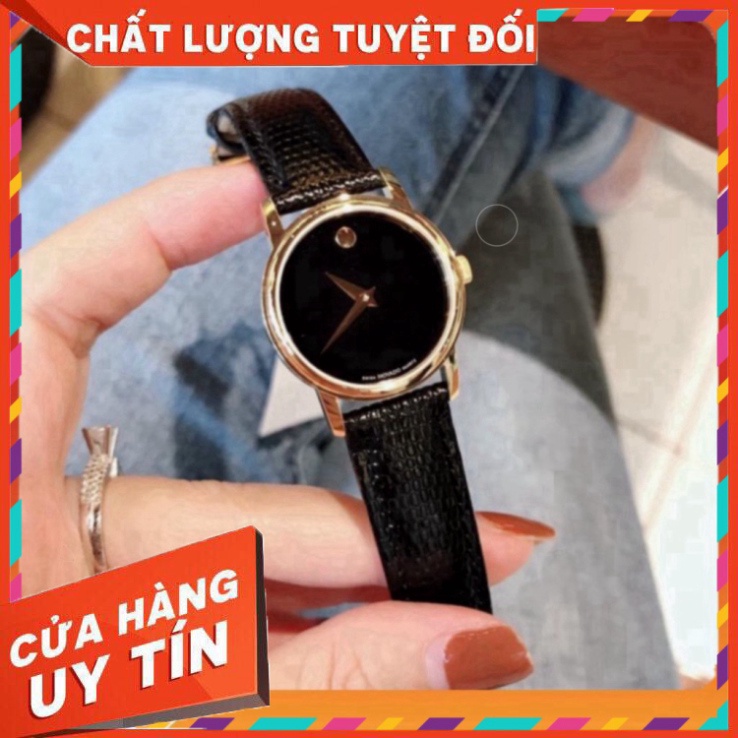 Đồng hồ nữ Movado da đen sang chảnh hợp trend thời trang giưới trẻ, chống nước , bảo hành 12 tháng