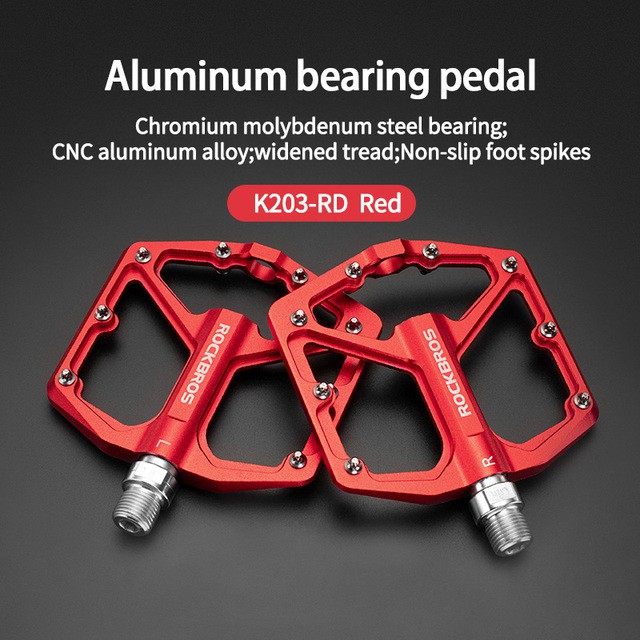 ROCKBROS Mountain Bike Pedals Flat  Aluminum 9/16 inch Sealed Bearing Lightweight Platform