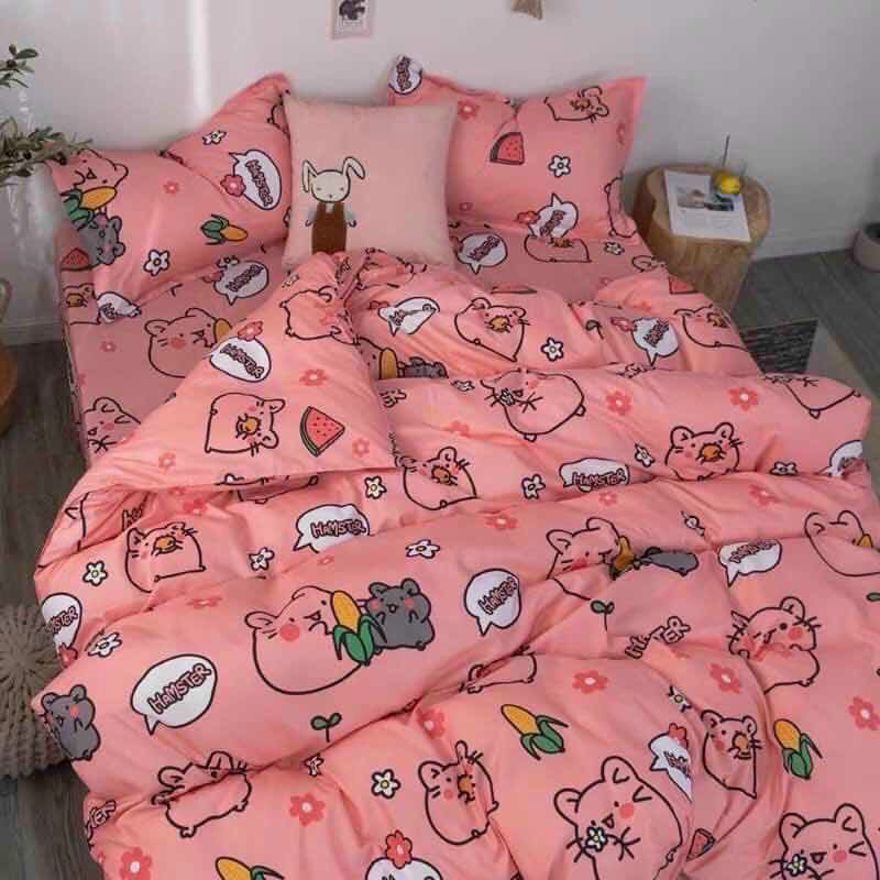 Bộ chăn ga gối Cotton poly đáng yêu chăn ga miễn phí bo chun drap ga giường. | BigBuy360 - bigbuy360.vn