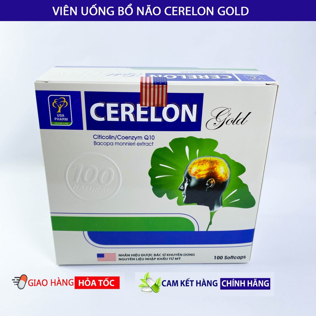CERELON GOLD  Trắng - Giảm nhức đầu, hoa mắt, chóng mặt do rối loạn tiền đình - Hộp 100 viên