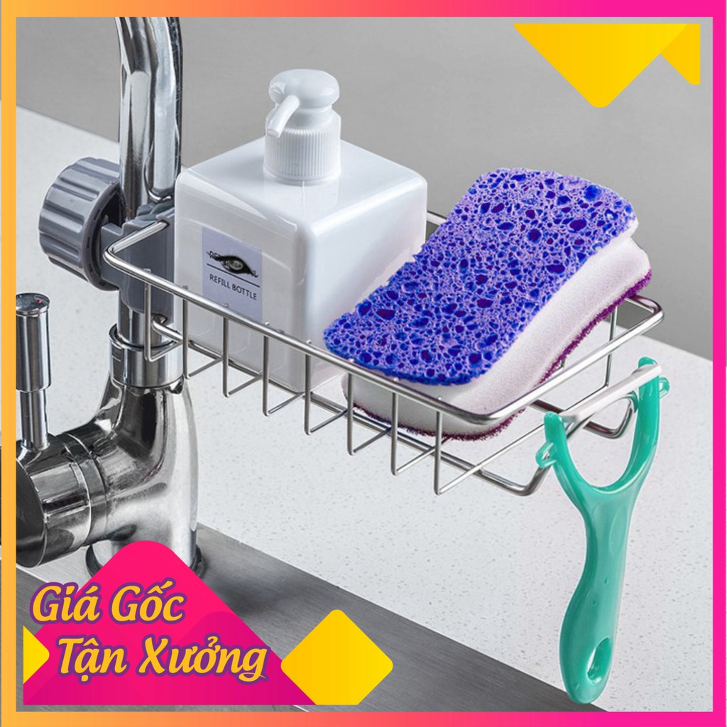 Giá treo bồn rửa bát inox 304 cao cấp , giỏ inox đựng giẻ rửa chén bát tiện lợi