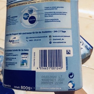 Sữa bột aptamil Đức xanh 800g đủ số