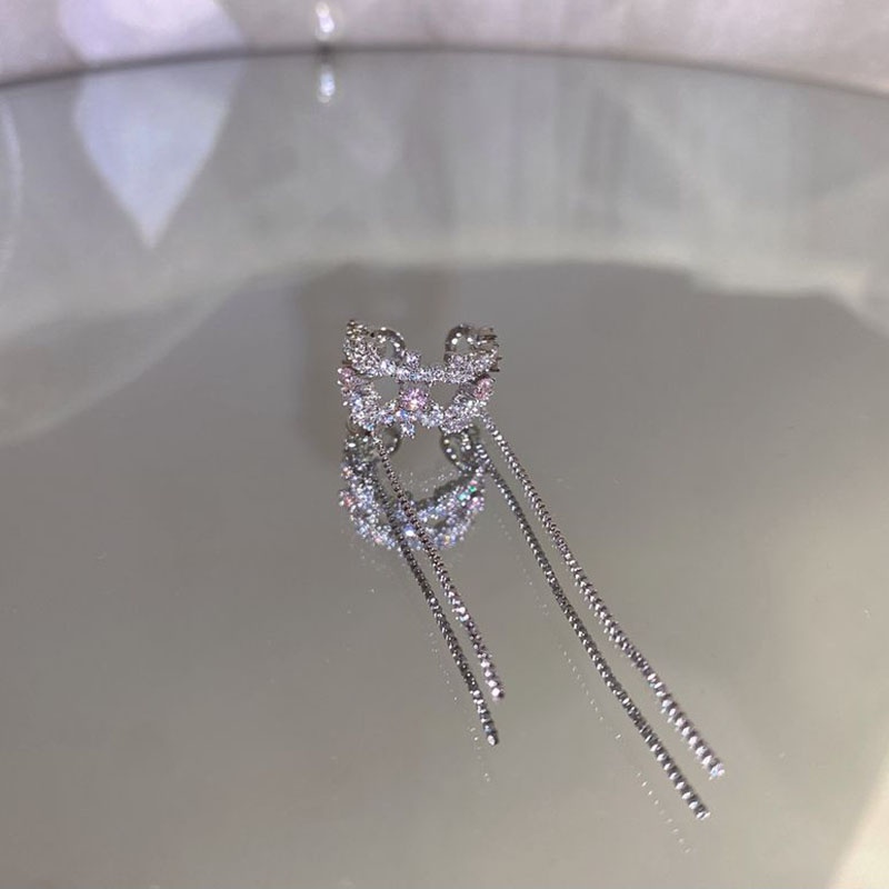 Khuyên Tai Tua Rua Đính Đá Hồng Xinh Xắn