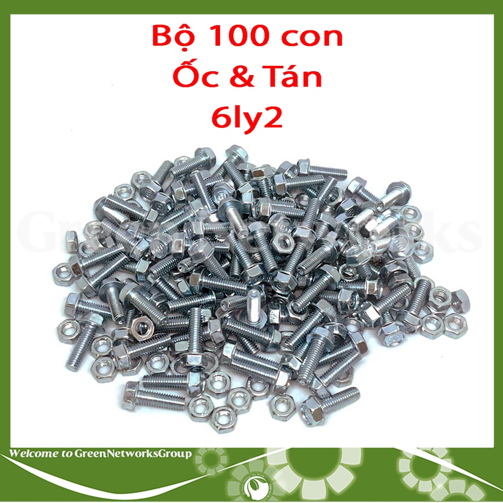 Bộ 100 ốc tán bông lục giác 6ly2 Greennetworks