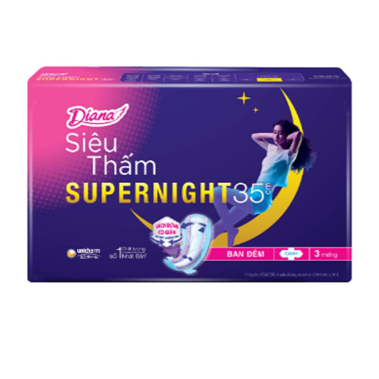 Băng vệ sinh Diana Siêu Thấm Super Night 35cm (3 miếng)