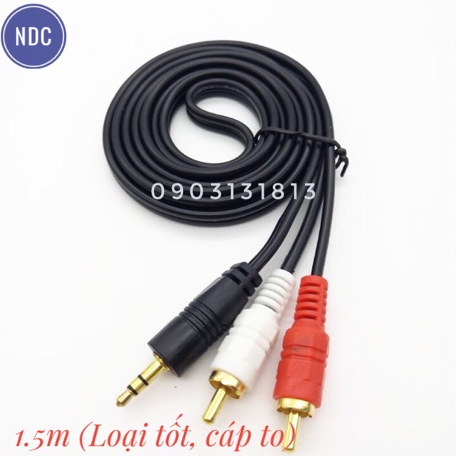 [Mã ELFLASH3 hoàn 10K xu đơn 20K] Cáp AV 3.5 ra 2 đầu, 3 đầu bông sen (Cáp 3.5mm loại 1, cáp to)