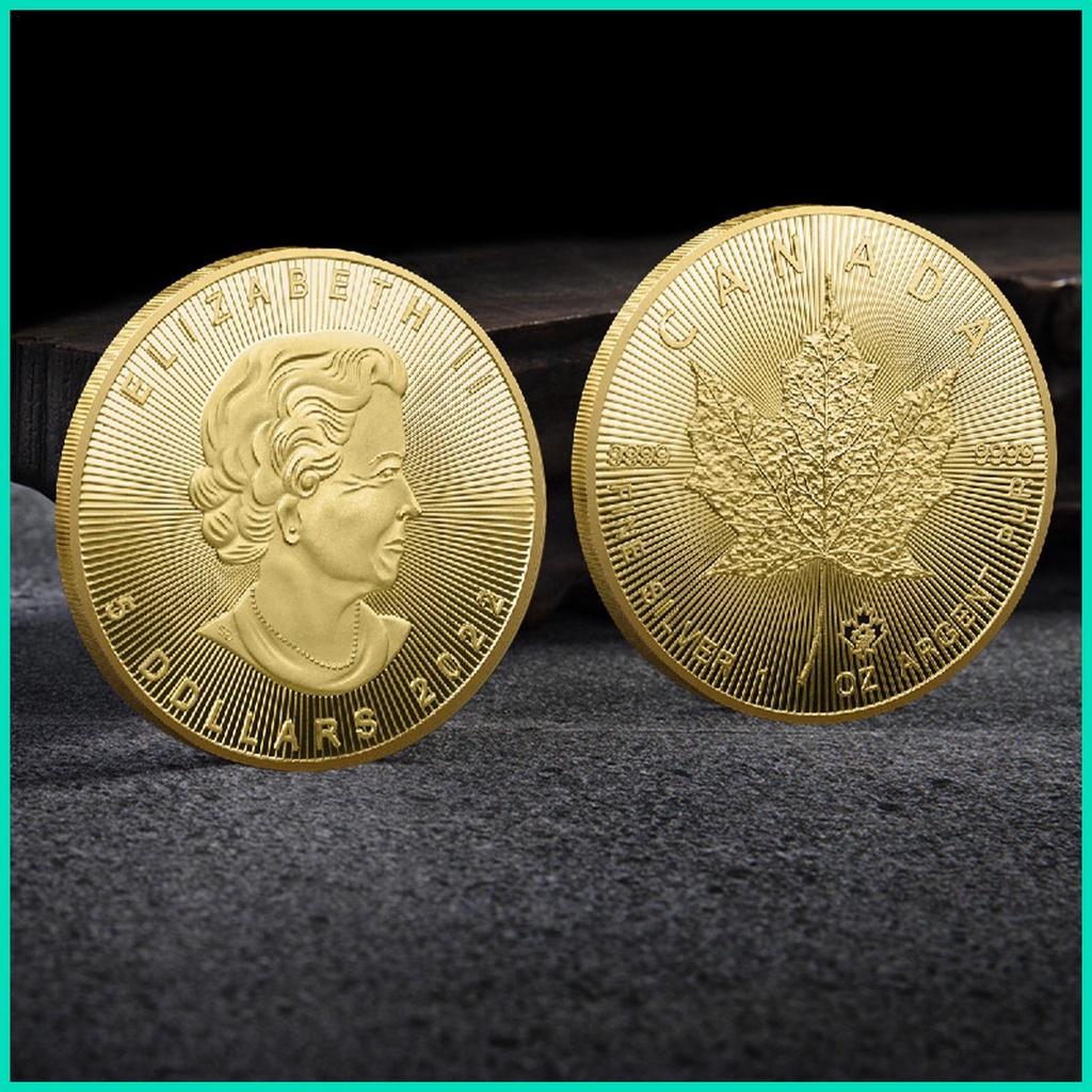 Đồng Xu Kỷ Niệm Queen Elizabeth II Họa Tiết Lá Phong Màu Vàng / Bạc Làm Quà Tặng Cho Nữ Hoàng Jubilee Platinum