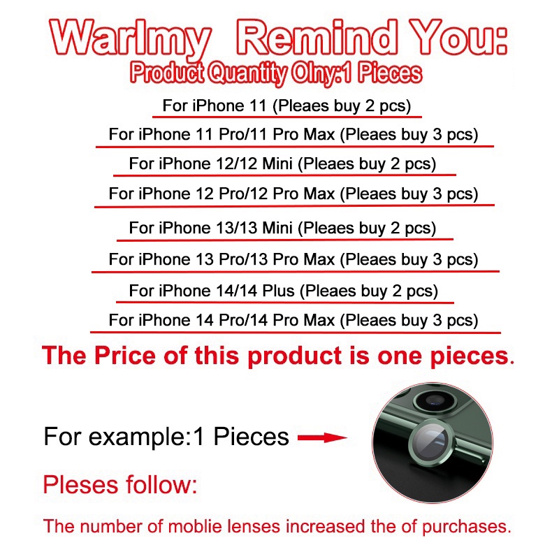 Kính Cường Lực Bảo Vệ Camera Sau Cho iPhone 11 12 13 14 Pro Max