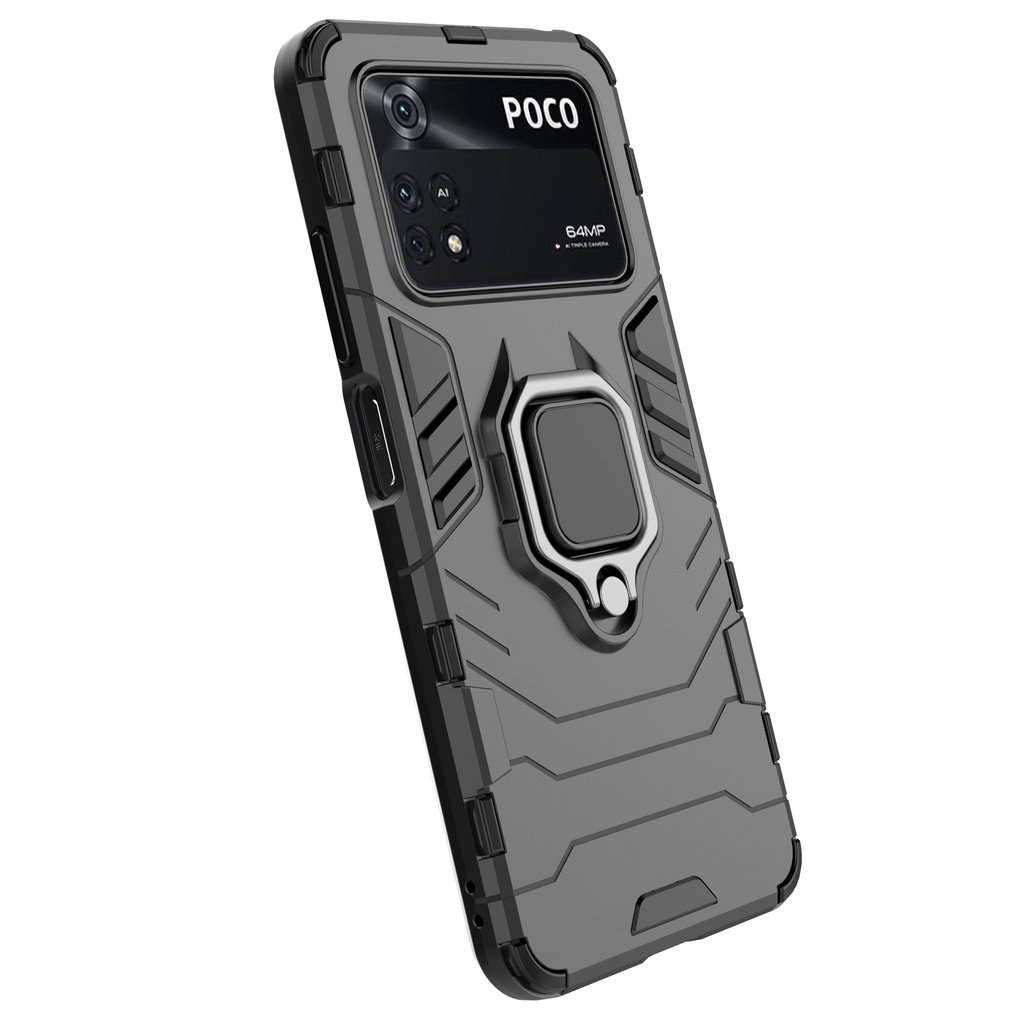 Ốp lưng Poco M4 Pro 4G Iron Man Iring chống sốc giá đỡ xem phim bảo vệ toàn diện