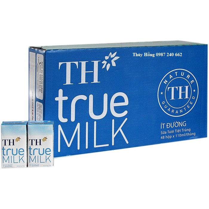 Sữa tươi tiệt trùng TH True Milk ít đường 110ml (thùng 48 hộp)