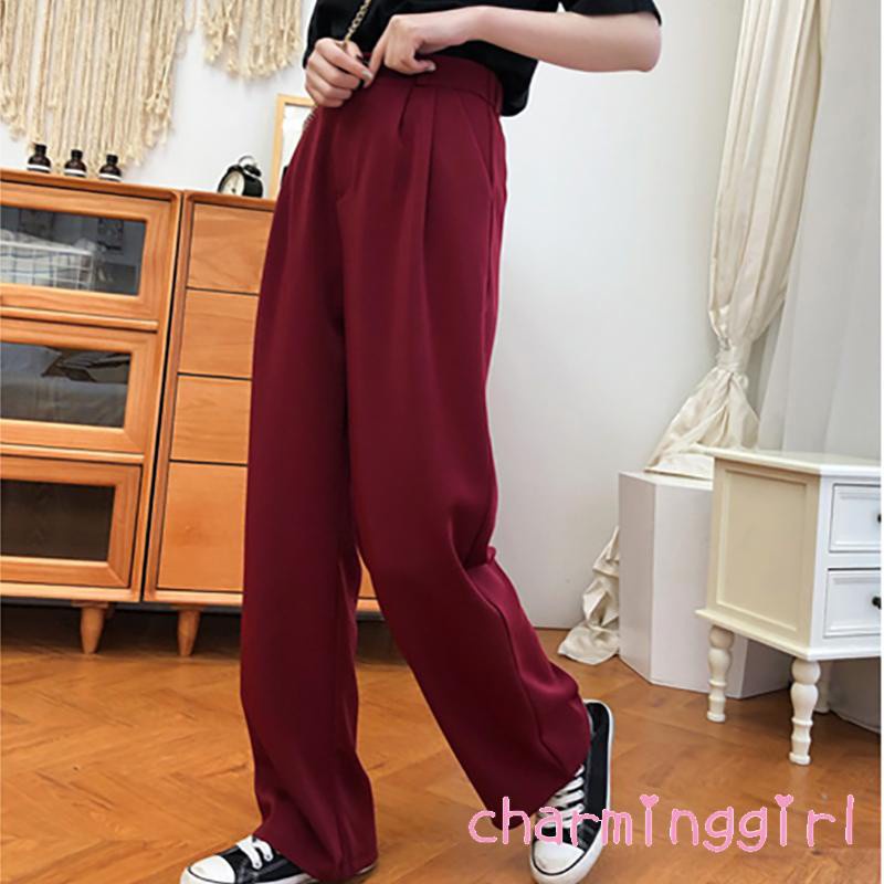 quần ống rộng Lưng Cao Màu Sắc Thời Trang Công Sở Cho Nữ