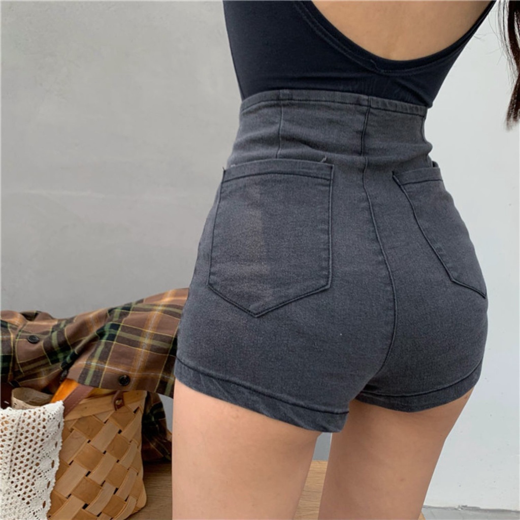 Quần Short Jean Lưng Cao Quyến Rũ Thời Trang Cho Nữ