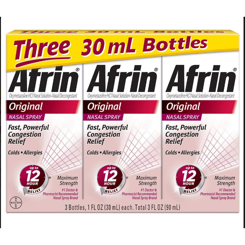 Afrin Original Maximum Strength 12 Hour Nasal Congestion Relief Spray 30 mL