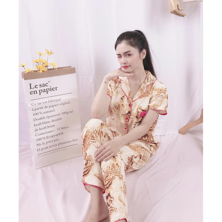 Pijama Lụa Đũi Cộc Tay Quần Dài Bigsize