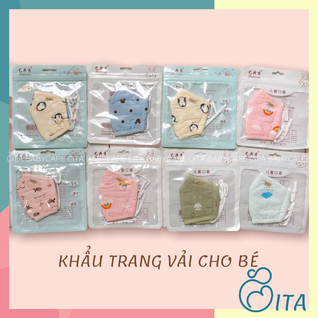 Khẩu trang vải cho bé từ 1-3 tuổi