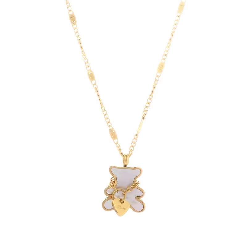 Dây Chuyền Thép Titan Mạ Vàng Hồng 18k Mặt Hình Gấu Dễ Thương Thời Trang Hàn Quốc Nhật Bản 2021 Làm Quà Tặng Dễ Phối Đồ Chống Dị Ứng