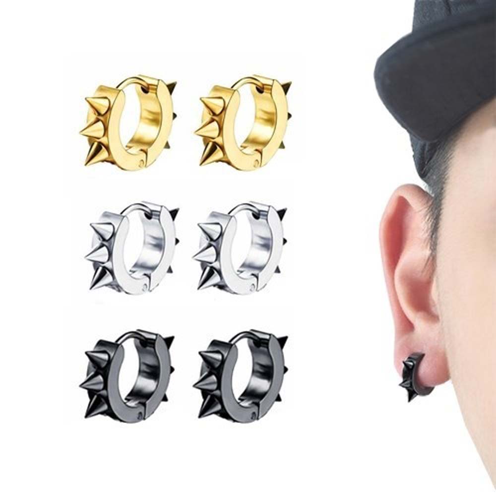 Set 2 Khuyên Tai Tròn Cá Tính Cho Nam Và Nữ