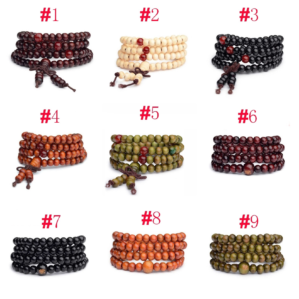 Chuỗi 108 hạt gỗ đàn hương tự nhiên 6mm