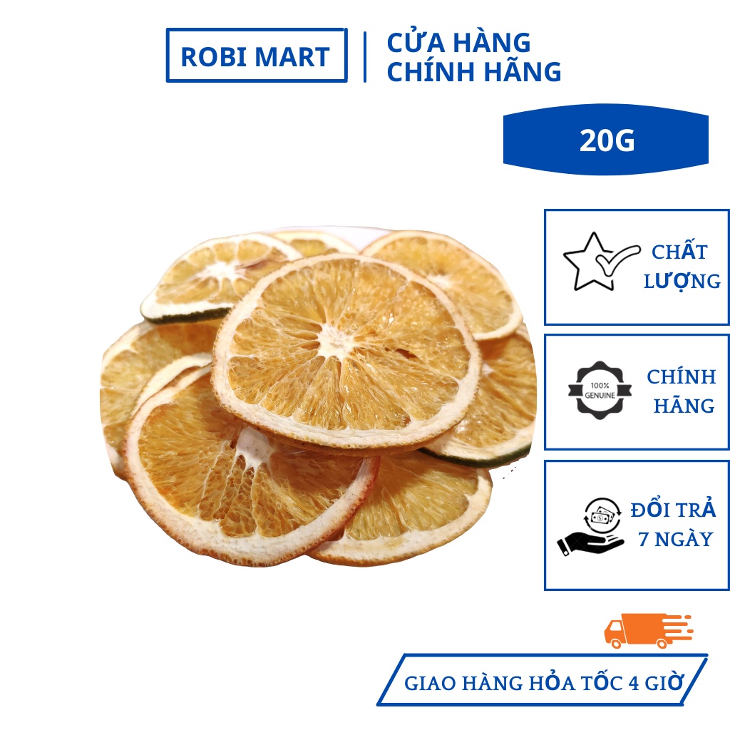 Trà cam vàng thái lát sấy lạnh Robi Mart 250gr - Hàng loại 1 chính hãng