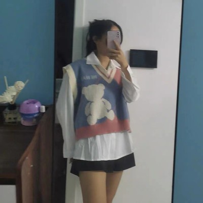Hàng Sẵn_ Áo gile dệt kim ngắn retro áo vest không tay cổ V phong cách Hàn