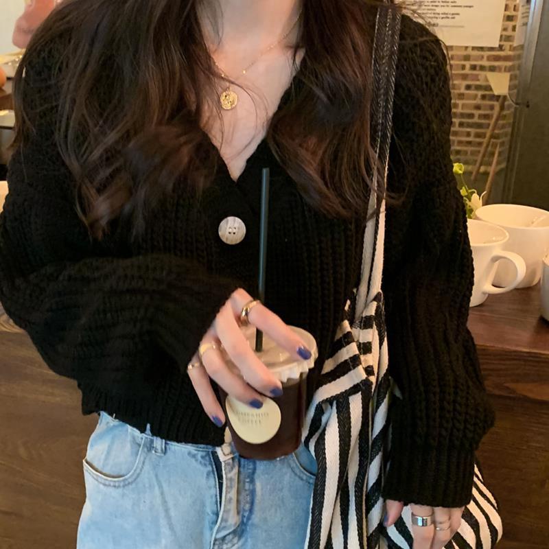 Áo Khoác Cardigan Tay Dài Dáng Rộng Phong Cách Hàn Quốc 2021