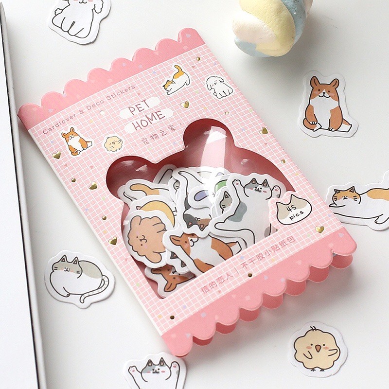 Túi 45 hình dán sticker nhỏ nhắn đáng yêu trang trí bình nước