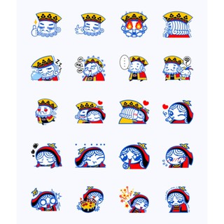 Bộ sticker 40 hình Quân bài ngộ nghĩnh - LLD061