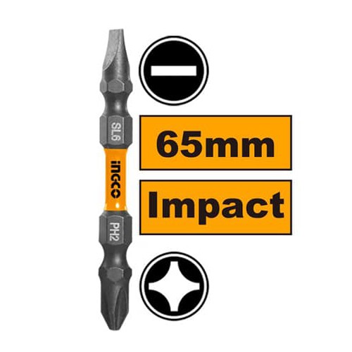 Mũi bắt vít hai đầu PH2+SL6x65mm (có nam châm hít) Ingco SDBIM21HL133