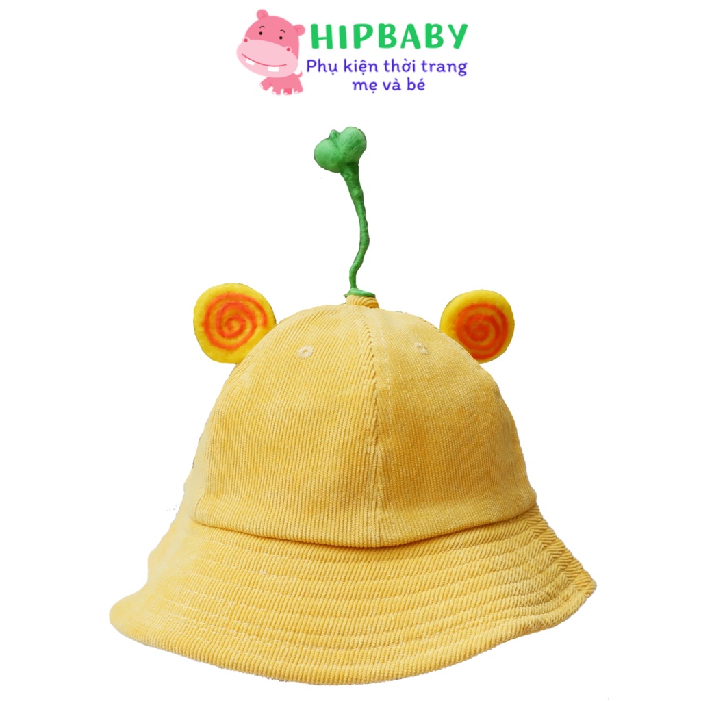 Mũ Mầm Cây Vành Tròn Cho Bé 3-5 Tuổi HIPBABY Màu Vàng Đáng Yêu Chất Liệu Nhung Nỉ Mềm Và Đẹp