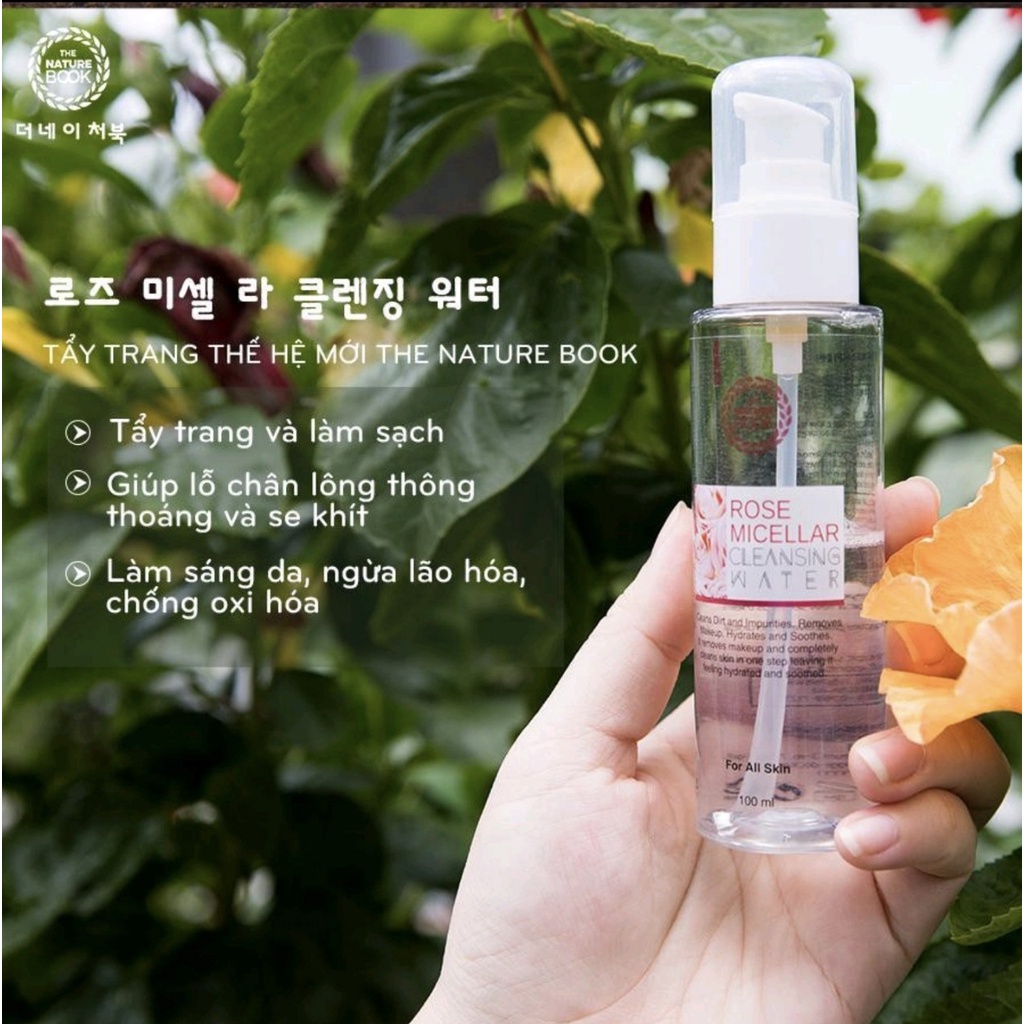 Tẩy trang dưỡng ẩm da Rose Micelaer Cleansing water 100 ml- The Nature Book,