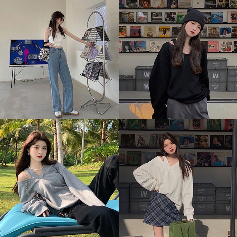 Set đồ COZOK gồm áo sweater cổ chữ V và áo vest hai dây thời trang xinh xắn cho nữ