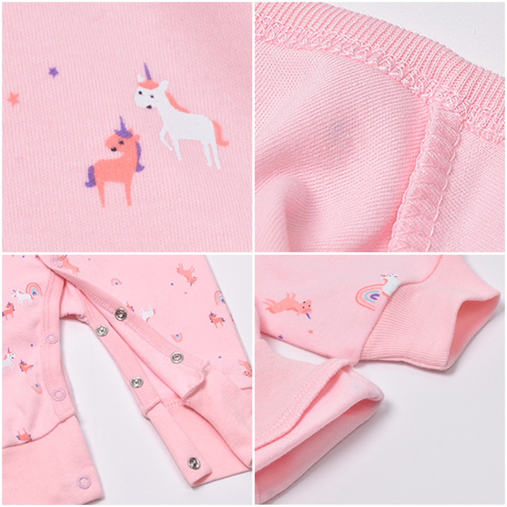 Áo liền quần LUCKYCANDY cotton dài tay phong cách mới lạ cho trẻ em 0-24 tháng tuổi