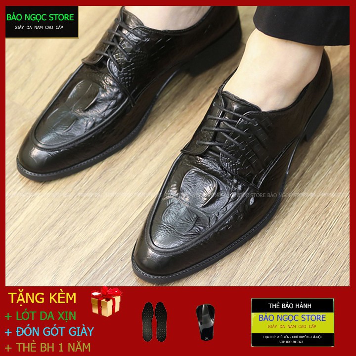 Giày Tây Nam Buộc Dây ✅ Da Bò Tấm Loại 1 🎁 Đế Cao Su Đúc Cao Cấp 🎁 Bảo Hành Nổ Da 24 Tháng 💥 Mã D6155 ♥️