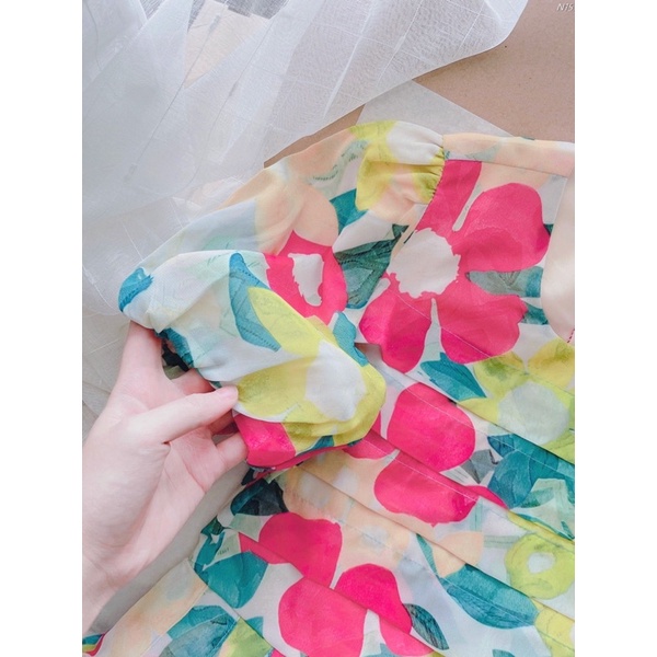 VÁY HOA/ĐẦM HOA XẾP LY NGỰC EO DÁNG DÀI NỔI BẬT | BigBuy360 - bigbuy360.vn