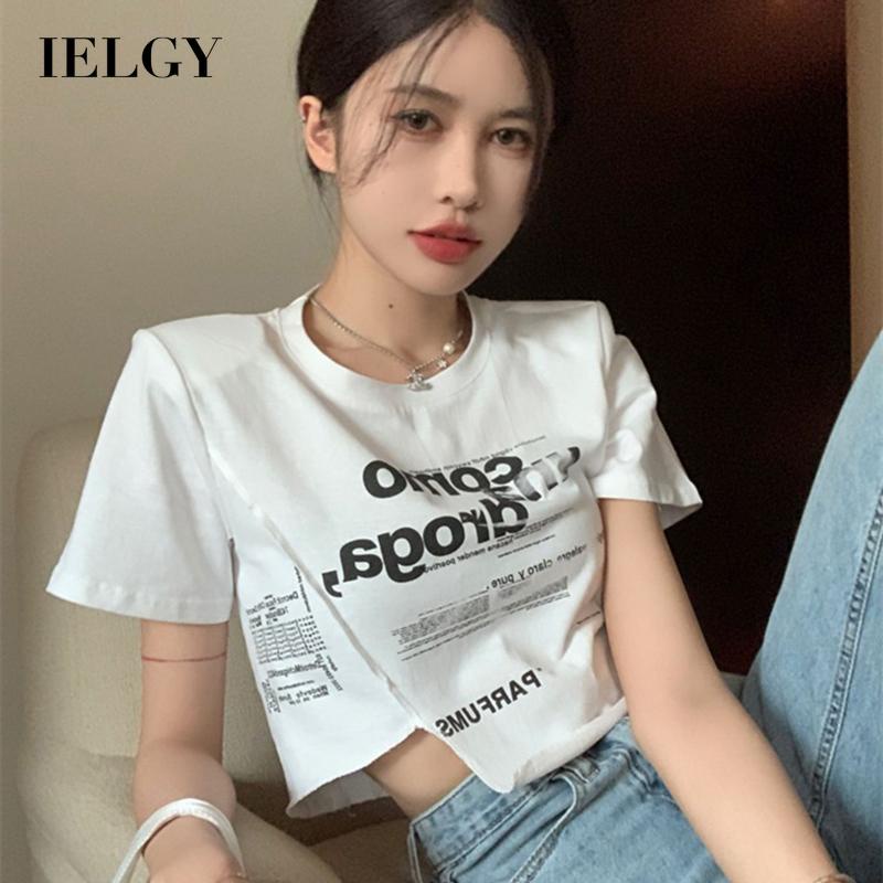 Áo thun IELGY tay ngắn in họa tiết phong cách cổ điển dành cho nữ