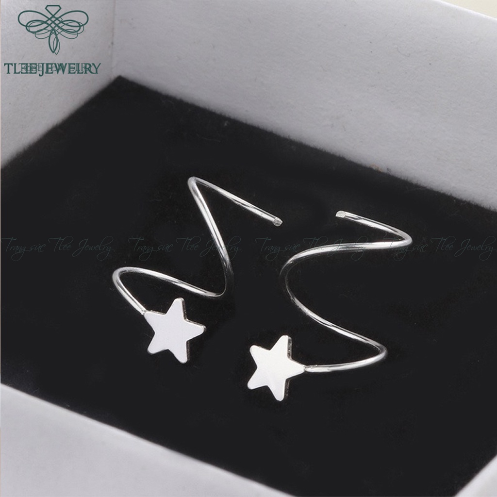 Khuyên tai bạc nữ TLEE xoắn sao cá tính basic NCJ B0190